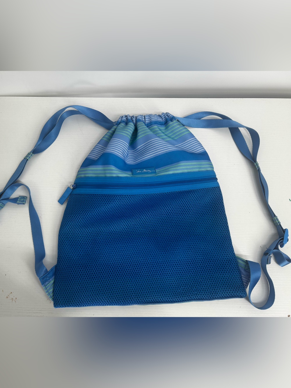 Vera Bradley Blue Striped Drawstring Backpack